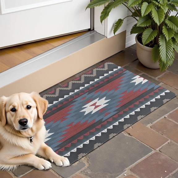 Colorful Geometric Triangle Chevron Pattern Door Rugs,Washable Non Slip Door Mats Indoor,Decorative Door Mats,Entry Mat Indoor for Entrance,Bedroom,Kitchen,Bathroom,16"x24"