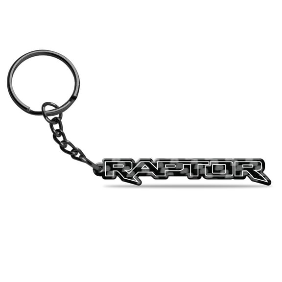 iPick Image for Ford F-150 Raptor 2017 up Black Real Carbon Fiber Logo Shape Cut Key Chain, Official Licensed