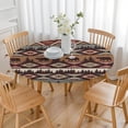 thumbnail image 3 of Elasticized Round Tablecloth with Bohemian Floral Print, Secure Fit for 52-56 Inch Tables, Machine Washable Fabric, 3 of 7