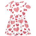 thumbnail image 2 of Dotted Heart Pattern Girls Short Sleeve Dress A Line Sun Protection Breathable Comfort Sundress 3T, 2 of 8