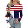 thumbnail image 4 of JoveMarine Women's Fitted Base Layer Long Sleeve T-Shirt Independence Day Printed Round Neck Top Patriotic Casual Blouse for Spring Fall Daily Layering Dark Blue M, 4 of 6