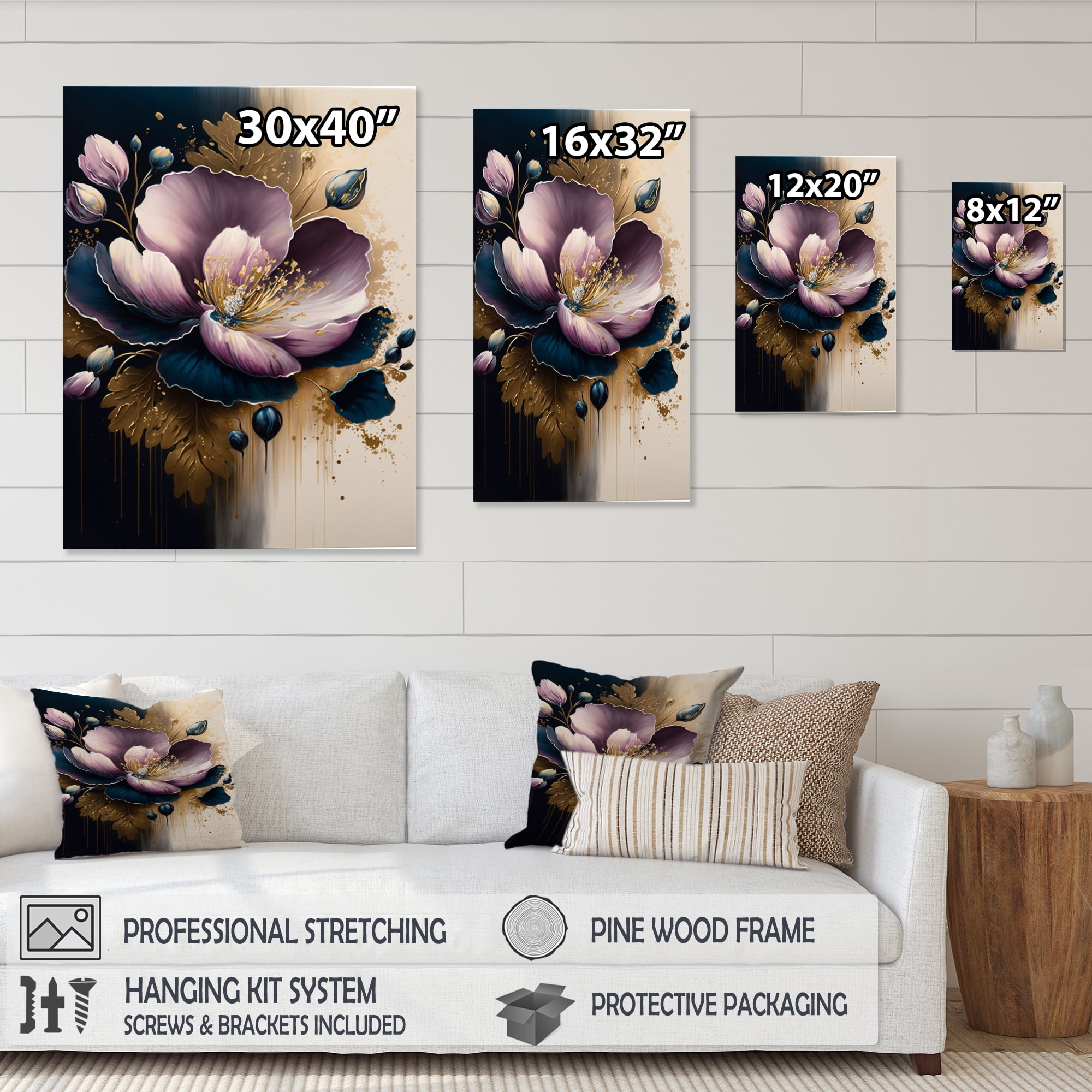 Designart Deep Pink And Blue Crocus Flower III Canvas Wall Art