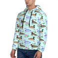 thumbnail image 3 of Wukai Mallard Duck Of Lotus Flowers Print Men Hoodies Fleece Sweatshirts Long Sleeve Sweaters Pullover Fall Outfits Winter Clothes-Large, 3 of 7