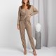 thumbnail image 2 of Conjunto de pantalones con cuello en V hombros caídos conjunto de 2 piezas con cintura elástica pantalones con puños ceñidos conjunto de moda para vacaciones para mujeres ANGGREK Otros, 2 of 6