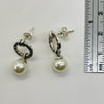 thumbnail image 6 of Pearl Marcasite Sterling Silver Post Dangle Earrings | 7mm | White | 1 Pair |, 6 of 9