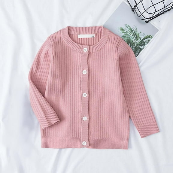 Knit Sweaters Button Down Long Sleeve Pink Cardigan Sweater Baby Girl Warm Winter 6-7 Years Baby Girl Clothes