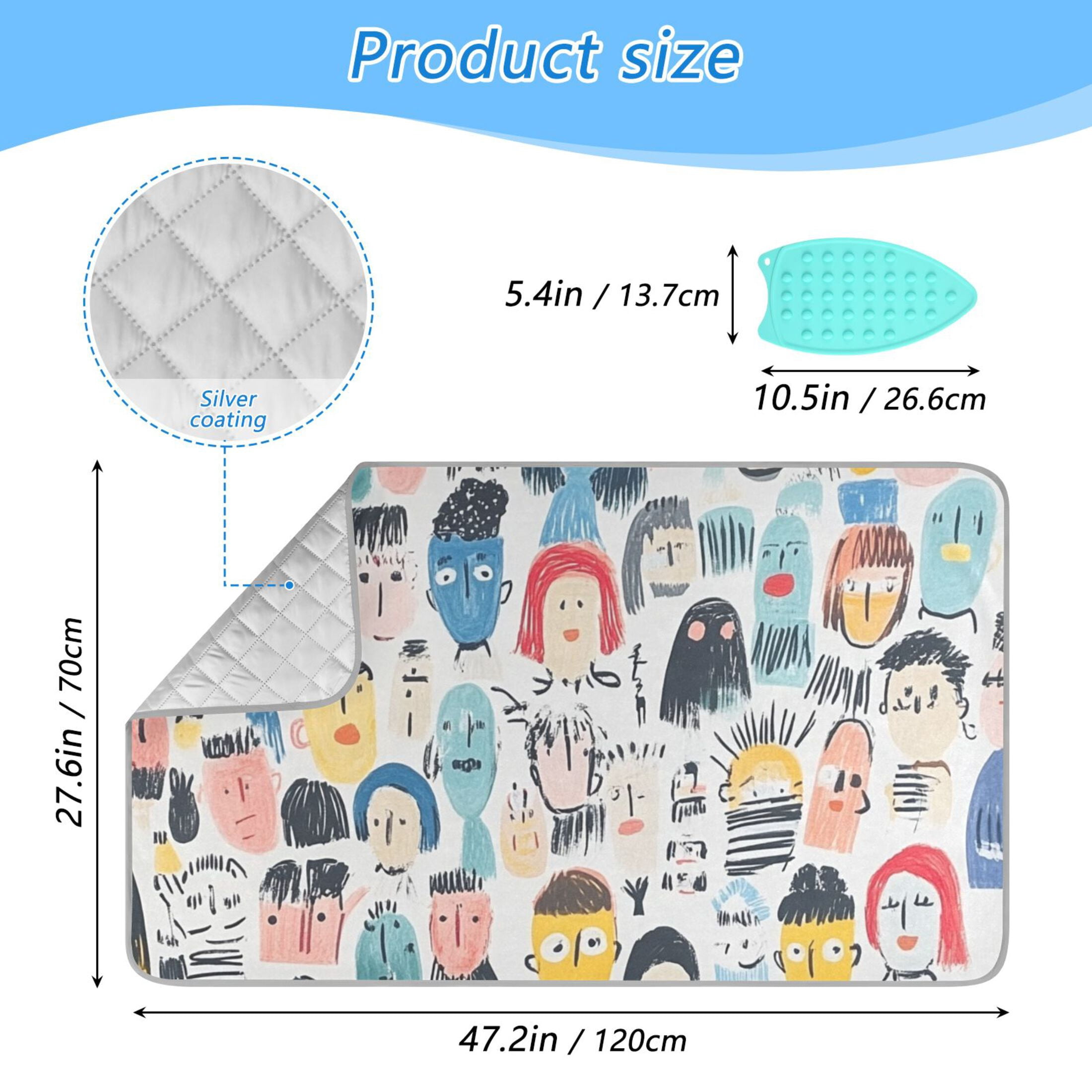 Doodle Faces Ironing Board Covers Heat Resistant Ironing Pad Mat Portable for Travel Washer Dryer Table