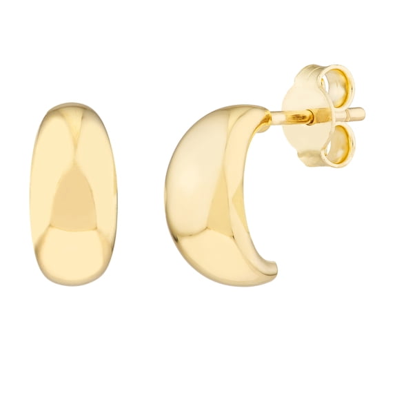 Honey Crush Real 14K Yellow Gold High Polish Half Hoop Post Earrings (5.3mm, 11mm)