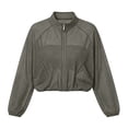 thumbnail image 4 of Inverlee Women's Stand Collar Mesh Zip Up Cropped Athletic Jacket Lightweight Breathable Windbreaker Trendy Solid Gym Runing Outwear Gray XL, 4 of 7