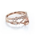 thumbnail image 2 of Boho & hippie 1.60 Carat Pear Cut Morganite And Diamond Moissanite Unique Engagement Ring, Wedding Ring, Inspired And Branch Ring in 10k Solid Rose Gold, Gift For Her, Surprise, Bridal Ring Set, 2 of 3