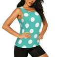 thumbnail image 2 of Balery Teal Turquoise And White Polka Dot Camiseta sin mangas estampada ligera para mujer, tops de entrenamiento sin mangas, camisetas de yoga transpirables de secado rápido.-Large, 2 of 7
