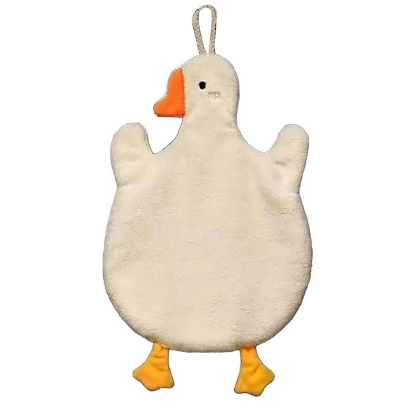 Hand Towel 1pc Cute Big Goose Hand Towel Coral Velvet Hanging for Kids Bathroom
