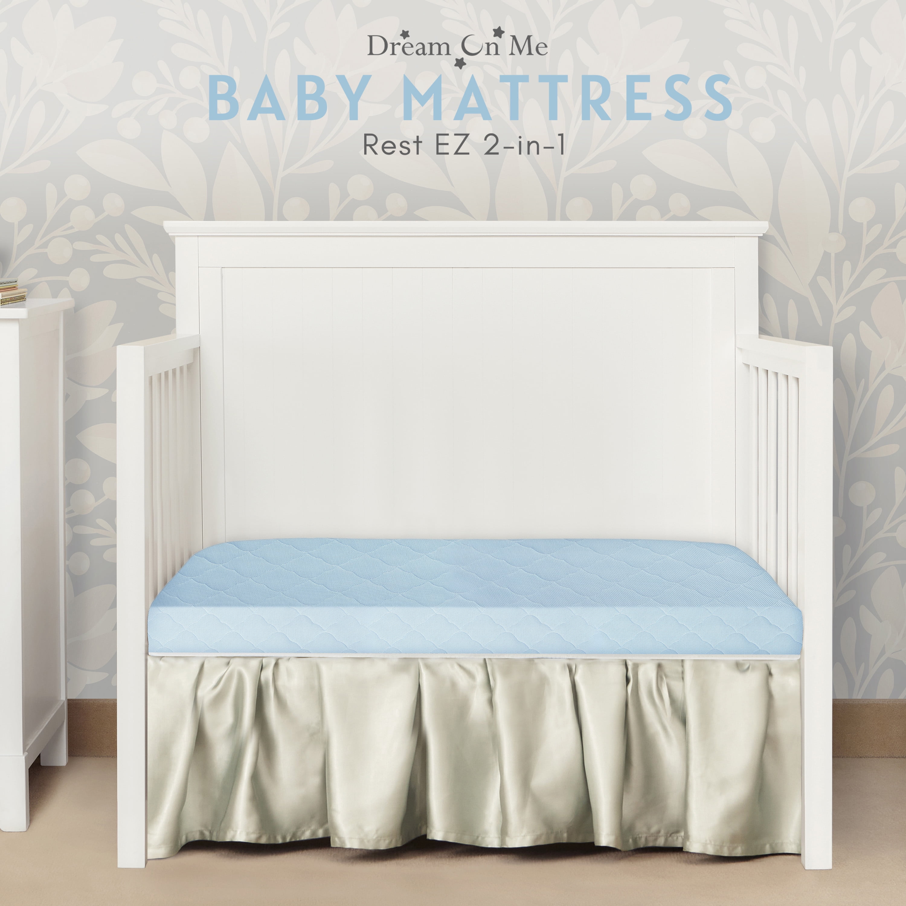 Evolur Rest EZ 2 in 1 Mini Crib Mattress, Blue