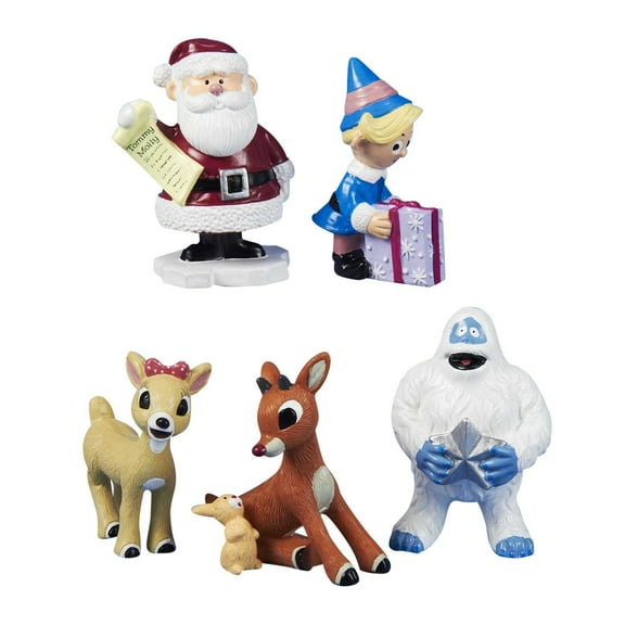 Kurt Adler Polyresin Rudolph the Red-Nosed Reindeer Figurine, Set of 5