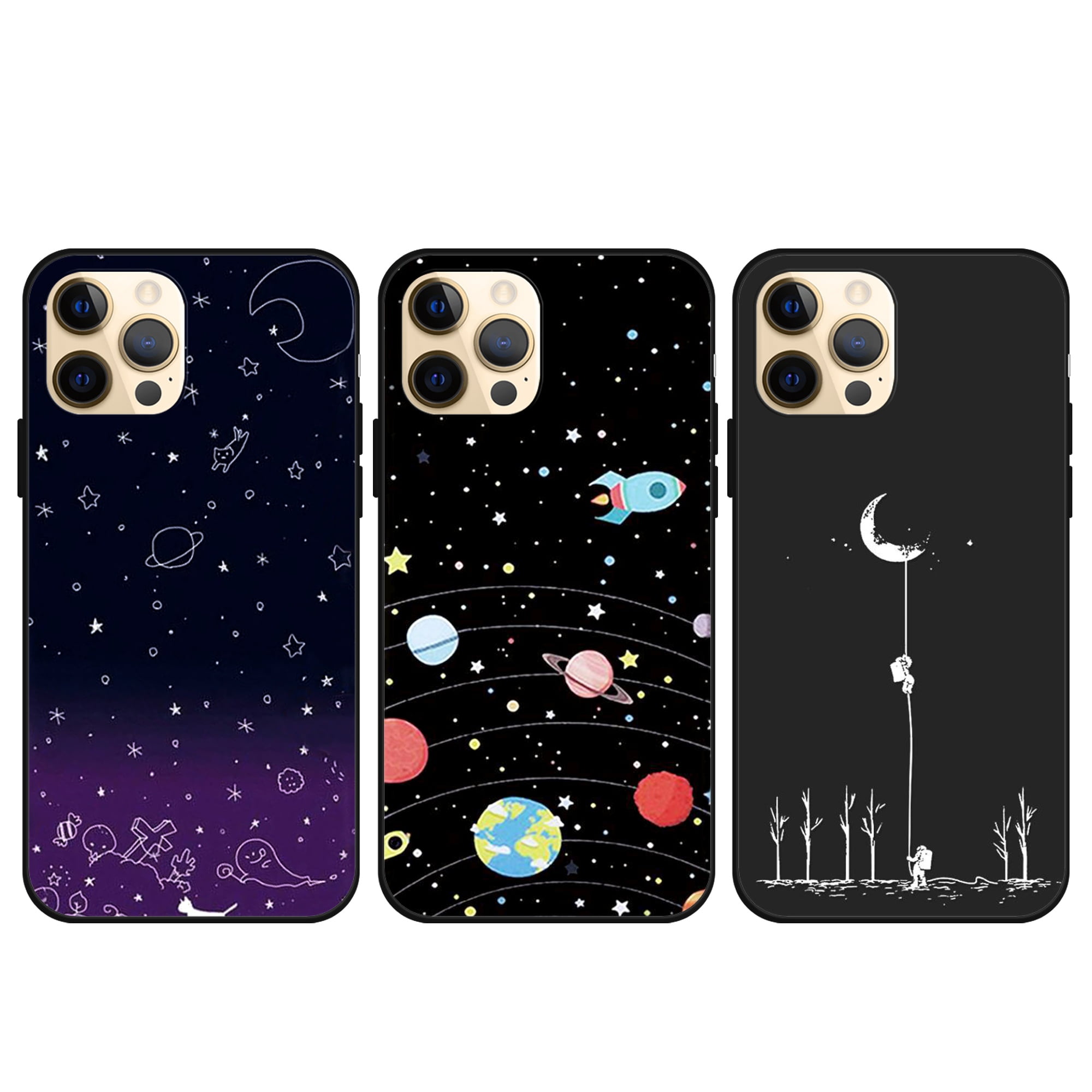 for iPhone 12 / 12 Pro Case,Space Universe Black Phone Case for iPhone 12 /  12 Pro Case - Black