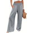 thumbnail image 7 of Outfmvch Summer Pants for Women Beach Pants Linen Pants Linen Palazzo Pants for Women Long Lounge Travel Pants Drawstring Pants Women Trousers with Pockets Pedal Pushers for Women Gray S-3XL, 7 of 7