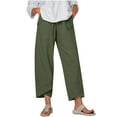 thumbnail image 2 of Homenesgenics Womens Trousers Linen Pants for Women Athletic Cargo White Women Casual High Waist Solid Summer Cotton Loose Long Straight Pants, 2 of 6