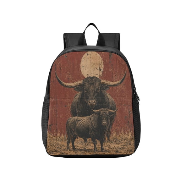Toddler Backpack Vintage Longhorn Bull Pattern Waterproof Lightweight Backpack Casual Mini Daypack for Daycare & Travel