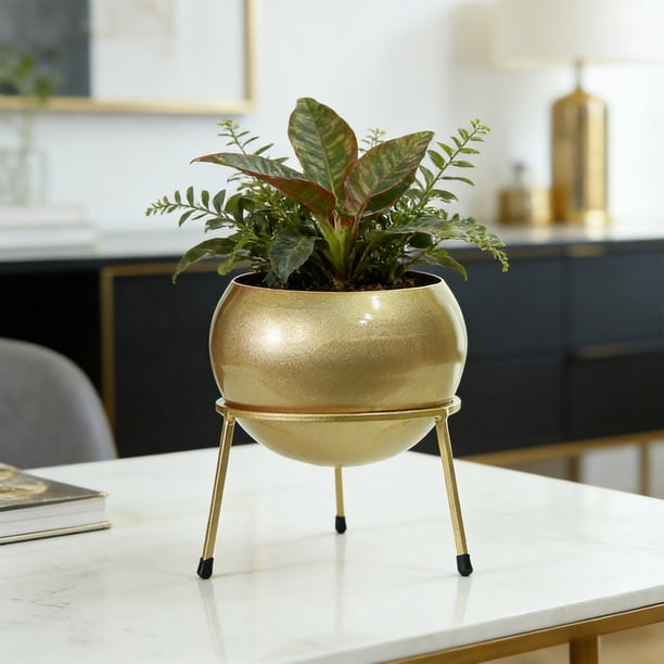 Large Planters With Stand Decorative Floor Planters Metal Pots With Drainage Holes For Living Room Office Garden Or Balcony