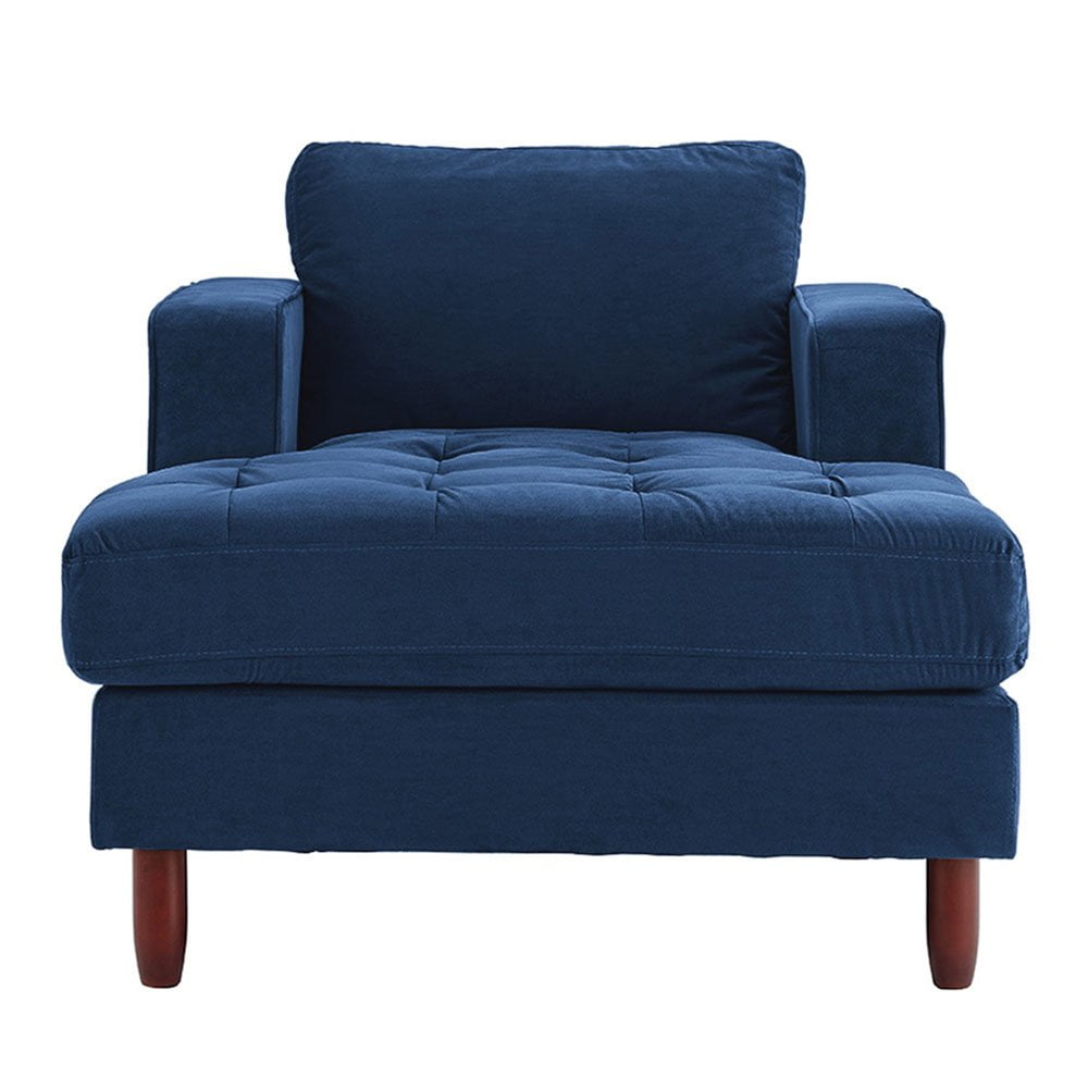 Mid Century Modern Velvet Fabric Living Room Chaise Lounge Navy Walmart Com Walmart Com