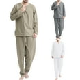 thumbnail image 1 of Men Pajamas Solid Color Comfortable Loose V Neck Men Pajamas for Sleeping, 1 of 7