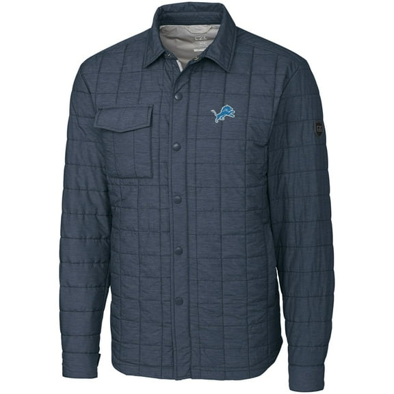 Men's Cutter & Buck Charcoal Detroit Lions Rainier Shirt Jacket