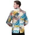 thumbnail image 4 of Men's Fashion Slim Fit Casual Multicolor Print One Button Suit Jacket Blazer, 4 of 5