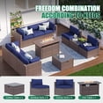 thumbnail image 2 of Clouddwell 11 Piece Patio Furniture Set with 44” Fire Pit Table Wicker Rattan Patio Conversation Set Outdoor Sectional Sofa Set with Coffee Table and Blue Cushions(Waterproof Cover Included), 2 of 9