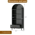 thumbnail image 4 of GANGMEI 73" Tal Metal Arched Storage Display Cabinet with One Drawer, Pantry, Curio Cabinet, Metal Arched Bookcase, Assembly Required, Black, 4 of 8