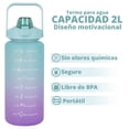 thumbnail image 2 of Botella de agua Onof  BAP-2L 2Litros Termo de agua Verde con Morado Motivacional con Marcador de Tiempo, 2 of 4