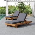 thumbnail image 4 of Outdoor Chaise Lounge Set with Water-Resistant 4 Inch Thick Cushions and Adjustable Backrest, Portable Sun Lounger for Beach Pool Camping, Dark Gray Teak, 4 of 7
