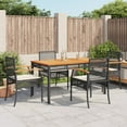thumbnail image 1 of vidaXL 5 Piece Garden Dining Set with Cushions Black Poly Rattan, 1 of 5