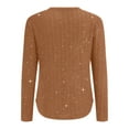 thumbnail image 6 of Gold 3/4 Sleeve Shirts for Women's Winter V Neck Real Sequin Glitter Knitted Sweater Fashion Clothing, 6 of 6
