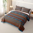 thumbnail image 3 of jejeloiu Teal Western Horse Aztec Print Bed Spread Queen Kids,Boho Farm Pattern Queen Coverlet Set,3pcs, 3 of 7