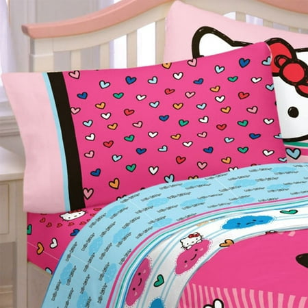 Hello Kitty Home Decor Franco Manufacturing 12440482 Hello Kitty Bed Sheet Set Free Time Bedding Accessories ()