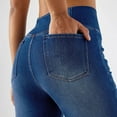 thumbnail image 5 of WTOBBY Women's High Waist Stretch Washed Flare Jeans, Casual Super Flare Denim Pants with a Comfortable and Breathable Fit, Perfect for Relaxed Style,Blue L, 5 of 7