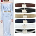 thumbnail image 2 of Elastic Waist Belt Fashionable Metal Buckle Decoration Sash Adjustable Stretchy Belt for Women Dresses Jeans Trousers, 2 of 8