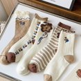 thumbnail image 2 of Women's Cute Floral Socks Ruffle Frilly Aesthetic 3D Flower Cottagecore Dress Sock 5 Pairs, 2 of 7