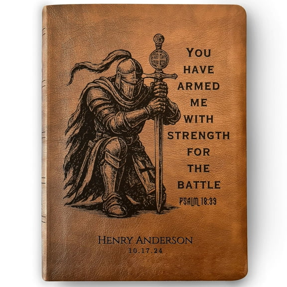 Personalized Bible for Men, NASB Wide Margin Bible, Custom Bible Engraved Name, Knight Warrior Design, Christian Gift, Bible Gifts for Him
