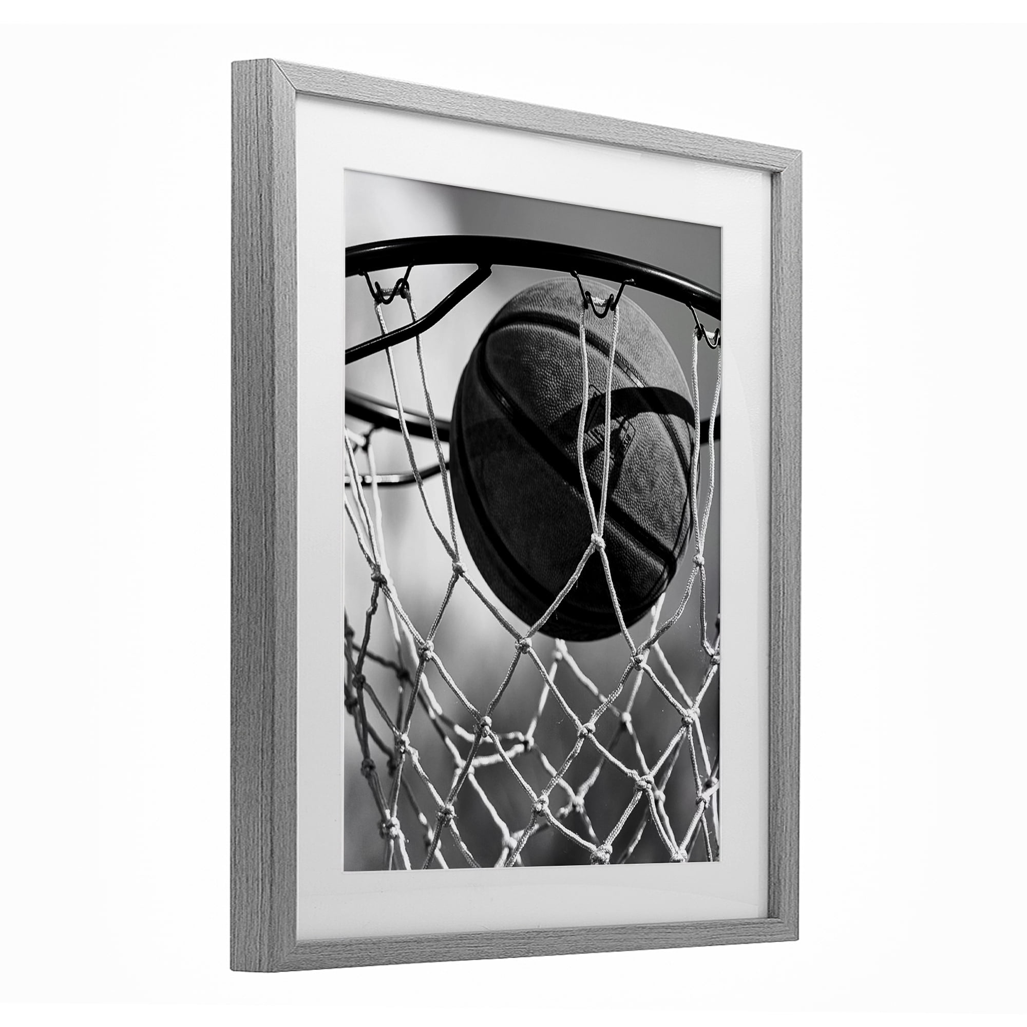 Stupell Industries Winning Basket Shot Gray Framed Print Under Glass, design by Marcus Prime