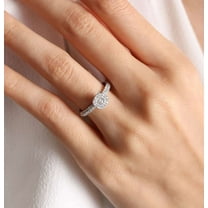 vylahjewellery 3 Ct Round Cut Moissanite Double Halo Ring Classic Plated White Gold Women's Wedding Diamond Ring for Her