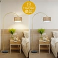 thumbnail image 2 of Table Lamp Arc Floor Lamp for bedroom with Rattan & Linen Shades, Gold Floor Lamp with Remote & Dimming Bulb, Rustic Standing Lamp with 3 Color Temperatures, Adjustable Height Farmhouse Tall Lamp fo, 2 of 9