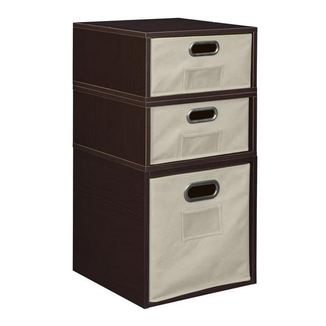 Niche PC1F2HTF-1F2HNT Cubo Storage Set - 1 Full Cube & 2 Half Cubes with Foldable Storage Bins - Truffle & Natural