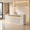 White/Right 86.61"L x 25.98"W x 41.34"H, variant on 63" Modern Reception Desk with Right Counter, White Front Desk Counter with Built-In Outlets, Combination Lock Drawers & LED Lights for Office, Salon & Retail