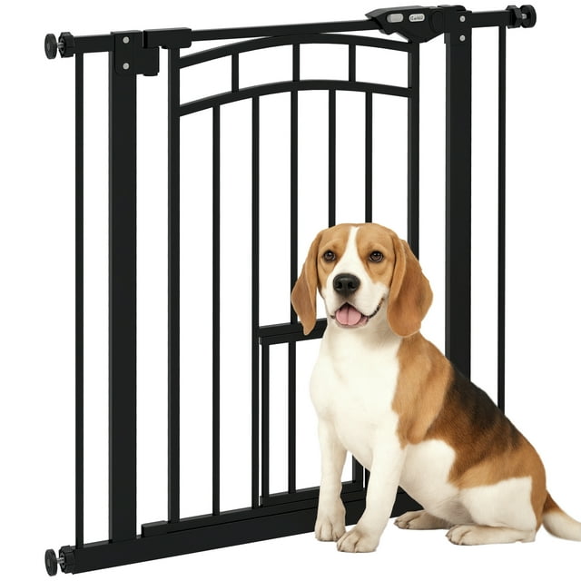 PawHut Pressure-Mounted Dog Gate Auto-Close for 29"-31.5" Wide, Black