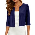thumbnail image 3 of Arlun Fall Cropped Cardigan for Women Lightweight 3/4 Length Sleeve Open Front Cardigans for Oktoberfest Trendy Casual Crew Neck Solid Color Basic Thin Outerwear, 3 of 7