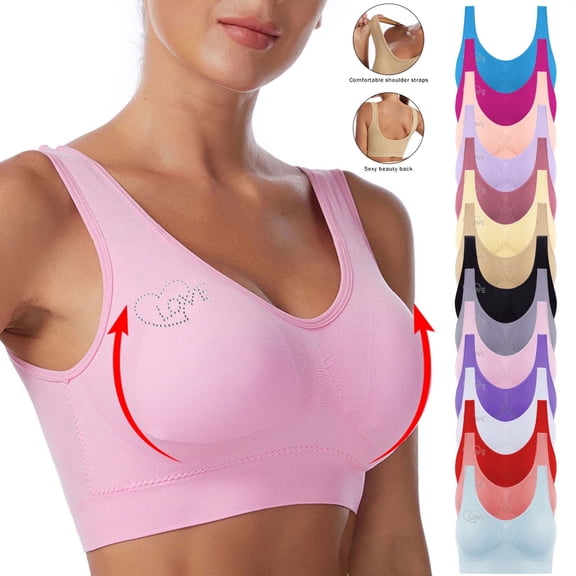 Aboser High Impact Sports Bras for Women Push Up Wireless Bras Plus Size Seamless Workout Bra Breathable Soft Lightly Padded Bralettes