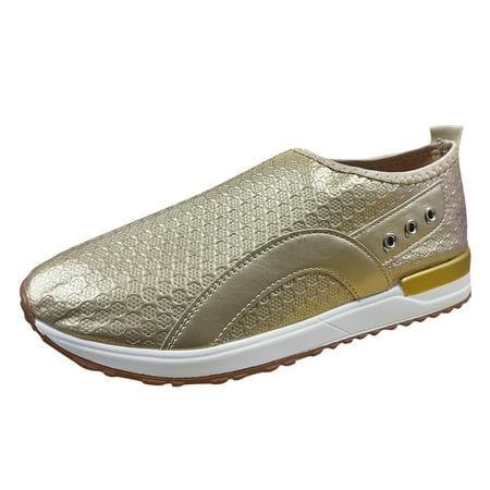 

Fsqjgq Heels for Women Size 11 Fashion Autumn Women Flat Lightweight Comfortable Slip On Solid Color Pattern Casual Style Womens Shoes Gold 38