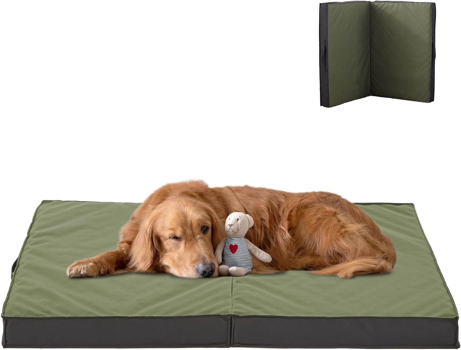 41 Inch All-Weather Orthopedic Dog Bed, Foldable Portable Waterproof Pet Bed with Washable Cover, Indoor Outdoor Sleeping Mat for Large Dogs