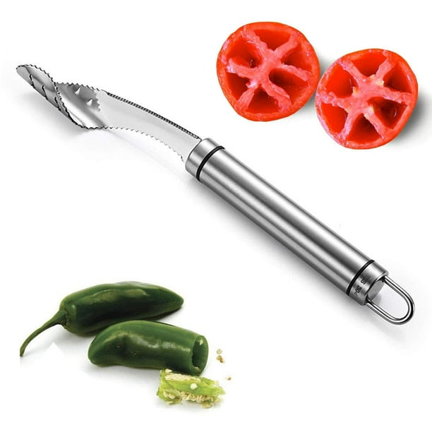 Jalapeno Pepper Corer Tools Stainless Steel Chili Corer Remover Pepper Corer Seed Remover Tomato Seed Remover With Serrated Edge For Barbecue Kitchen Tool Gadgets Set Walmart Com Walmart Com
